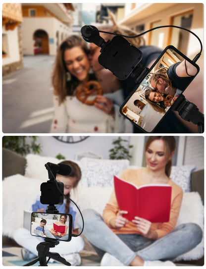 5 in 1 Vlogging Kit with Light Microphone Tripod